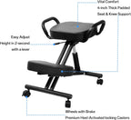 Ergonomic Kneeling Chair Without Backrest, Ergonomic Kneeling Tool with Brake and Smooth Gliding Casters, Adjustable Stool for Home and Office, Extra Comfort Cushion, Angled Design