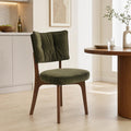 YOUNIKE Wood Frame Green Dining Chair, Chenille Fabric, Single Pack | Modern Ergonomic Upholstered Kitchen & Dining Room Chairs, Double-Layer Backrest, Comfy Soft Cushion, Easy to Assembly