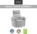 Soho Baby Nottingham Upholstered Glider Recliner Rocking Chair 360° Swivel for Nursery and Living Roomr, Plush Gray