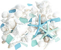 Nautical Crush Trading Sea Shells - White Real Mixed Beach Seashells (1lb) with Starfish & Sea Glass - Shells for Crafts - Ocean Decor - Beach Party Decorations - Seashell Decor - Large Shells Crafts