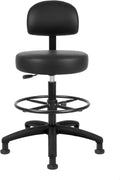 TAKE UR SEAT® Economical Multi-Purpose Medical Spa Drafting Stool with Adjustable seat and Back Height. Advanced Fabric seat Cover is Easy to Clean. Glide (Tall Bench Height Black)