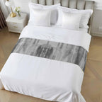 Grey Black Ombre Bed Runner Scarf Cal King Size, Vintage Shabby Gray Abstract Art Luxury Bed Throw Runners & Scarves for Twin Full Queen King Foot of Beds, Bedroom Decoration, 102"x20"