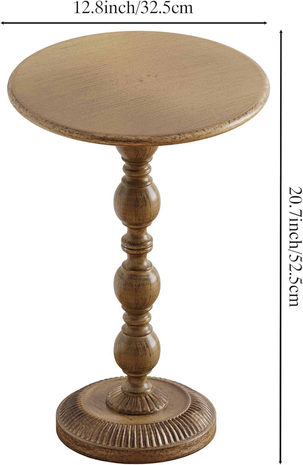 Small Round Metal Side Table, Lightweight Antique Accent Table,Retro Round Drink Table,Small Pedestal Table for Living Room, Bedroom, Corners (1, Antique Gold)