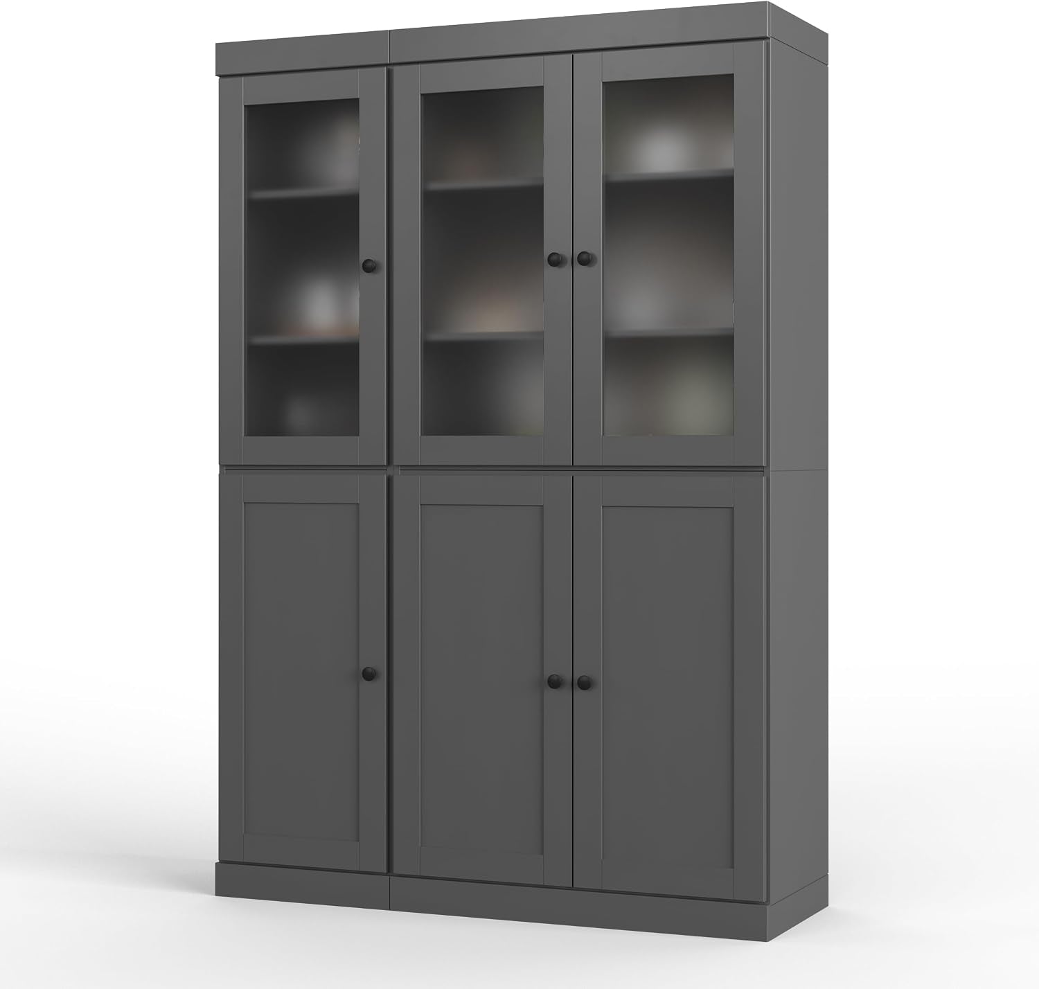 Palace Imports 100% Solid Wood 48.5"" Pantry Cabinet with Frosted Glass, Shaker Doors, 2-Drawers and Adjustable Shelves