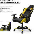 MoNiBloom Gaming Chair Racing Style High-Back Reclining Ergonomic Swivel Chair with Adjustable Headrest and Lumbar Support, PU Leather Executive Chair for Home Office Gaming, Yellow