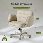 amseatec Criss Cross Office Chair, PU Leather Vanity Chair with 5-Level Adjustable Armrests & Swivel, Ergonomic Criss Cross Chair for Home Office Bedroom Makeup（Cream）