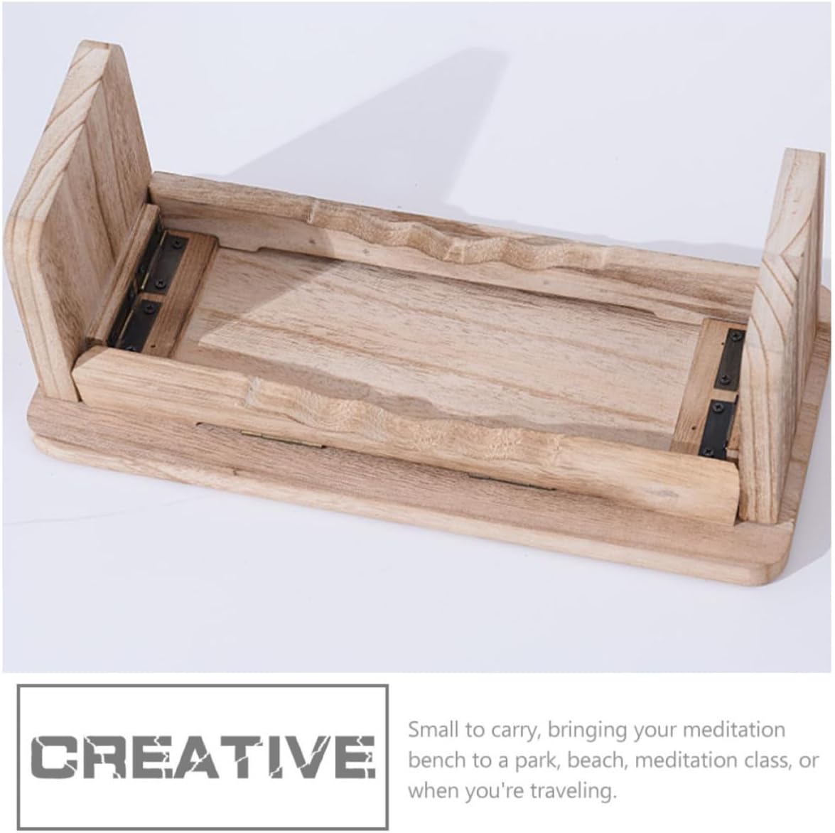 Ipetboom Portable Meditation Wood Stool Foldable Kneel Sit Stool with Non-Skid Design More Focused Attention, for Meditation Class and Park Use