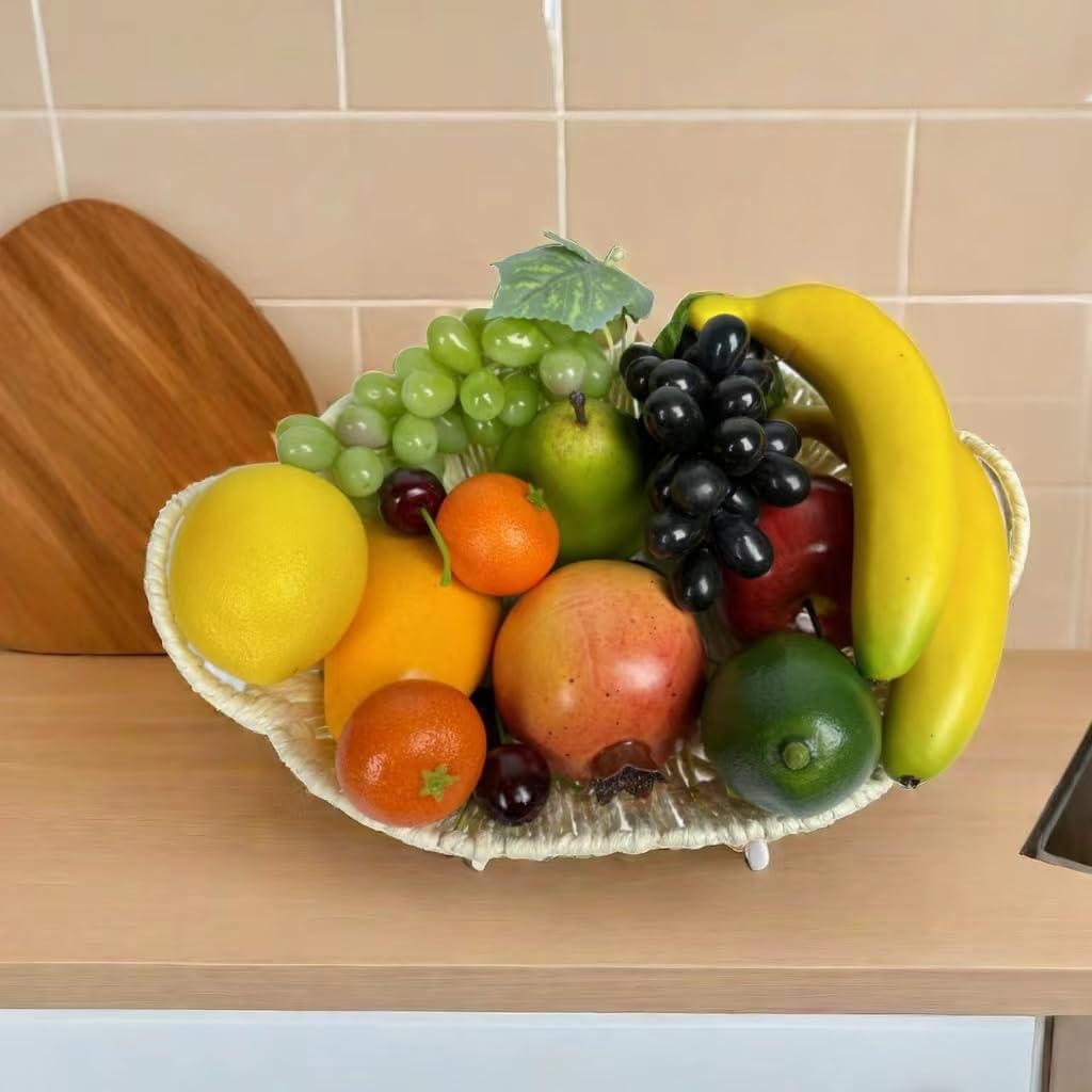 Generic 17pcs Artificial Mixture Fruits,Simulation Fruit Props for Photography Display, Lifelike Realistic Fake Fruits Home Decor Craft Fruit Set Fake Grapes Fake Banana, HC2412-17