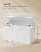 VASAGLE Storage Chest, Storage Trunk with 2 Safety Hinges, Storage Bench, Shoe Bench, Farmhouse Style, 15.7 x 39.4 x 18.3 Inches, for Entryway, Bedroom, Living Room, Cloud White ULSB164W01