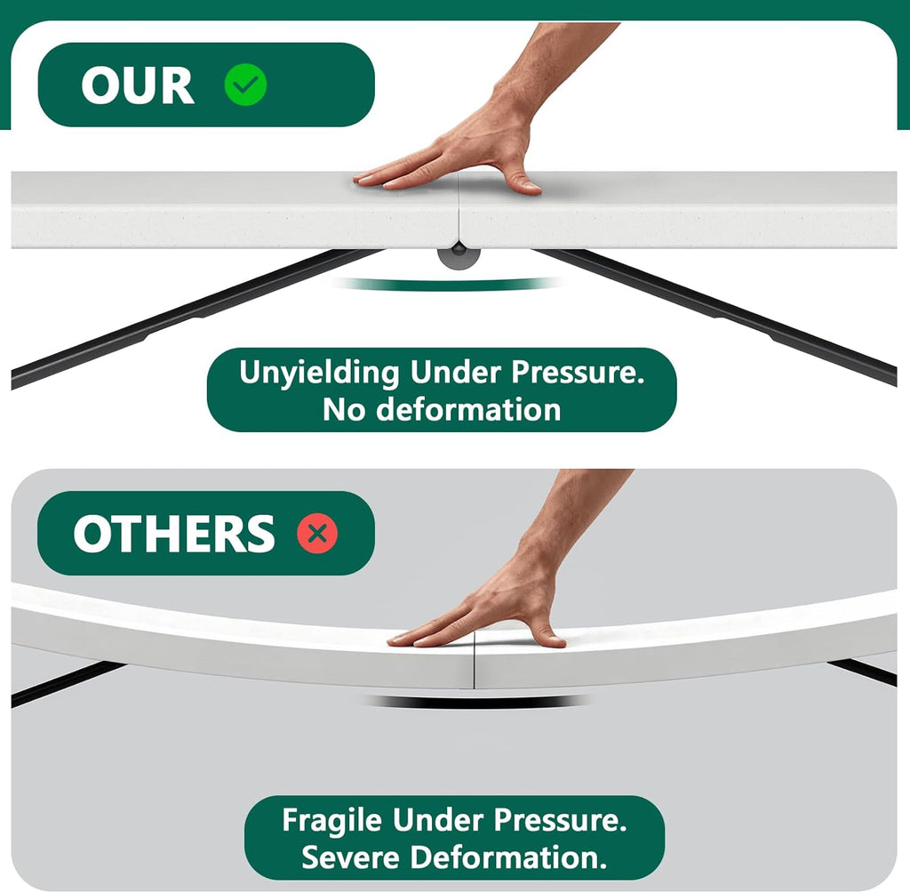 Folding Table 2 Pack, 6FT Folding Table Portable with Built-in Handle, Heavy Duty Plastic Table with Steel Legs Supports to 300lbs, Suitable for Party, Camping, Events Indoor&Outdoor Use, White