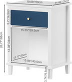 Modern Nightstand, Kids Nightstand with One Drawer, End Table for Boys and Girls, Toddler Night Stand for Living Room, Bedroom (Navy)