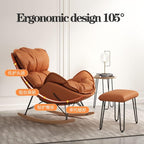 Modern Nursery Rocking Chair with Ottoman Gray Velvet Upholstered Glider Rocker Sofa Armchair for Living Room Thick Cushion and Footstool for Ultimate Comfort-White