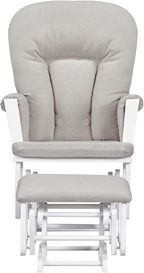 Suite Bebe Contempo Wooden Glider & Ottoman White Wood and Latte Fabric