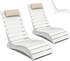 NAVINE Pool Lounge Chairs Set of 2, HDPE Adjustable Chaise Chairs with Headrest, Weighted Fade-Resistant Pool Chairs and Lounger for Baja Ledge，Poolside and Deck, White