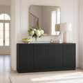 Fluted Sideboard Buffet Cabinet, 63" Credenza Storage Cabinet with 4/6 Doors,Media Console Table for Living Room Kitchen Entryway,Anti-Tip (Black)