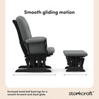 Storkcraft Tuscany Glider with Ottoman (Black/Gray) — GREENGUARD Gold Certified, Bonus Lumbar Cushion Included, Solid Wood Base, Smooth Motion, Award-Winning Nursery Rocking Chair, Glider and Ottoman