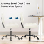 DUMOS Home Office Desk Chair - Ergonomic Armless PU Leather Computer Rolling Task Chair，with Comfy Lumbar Support and Height Adjustable, 360° Swivel, Vanity, Bedroom, Beige