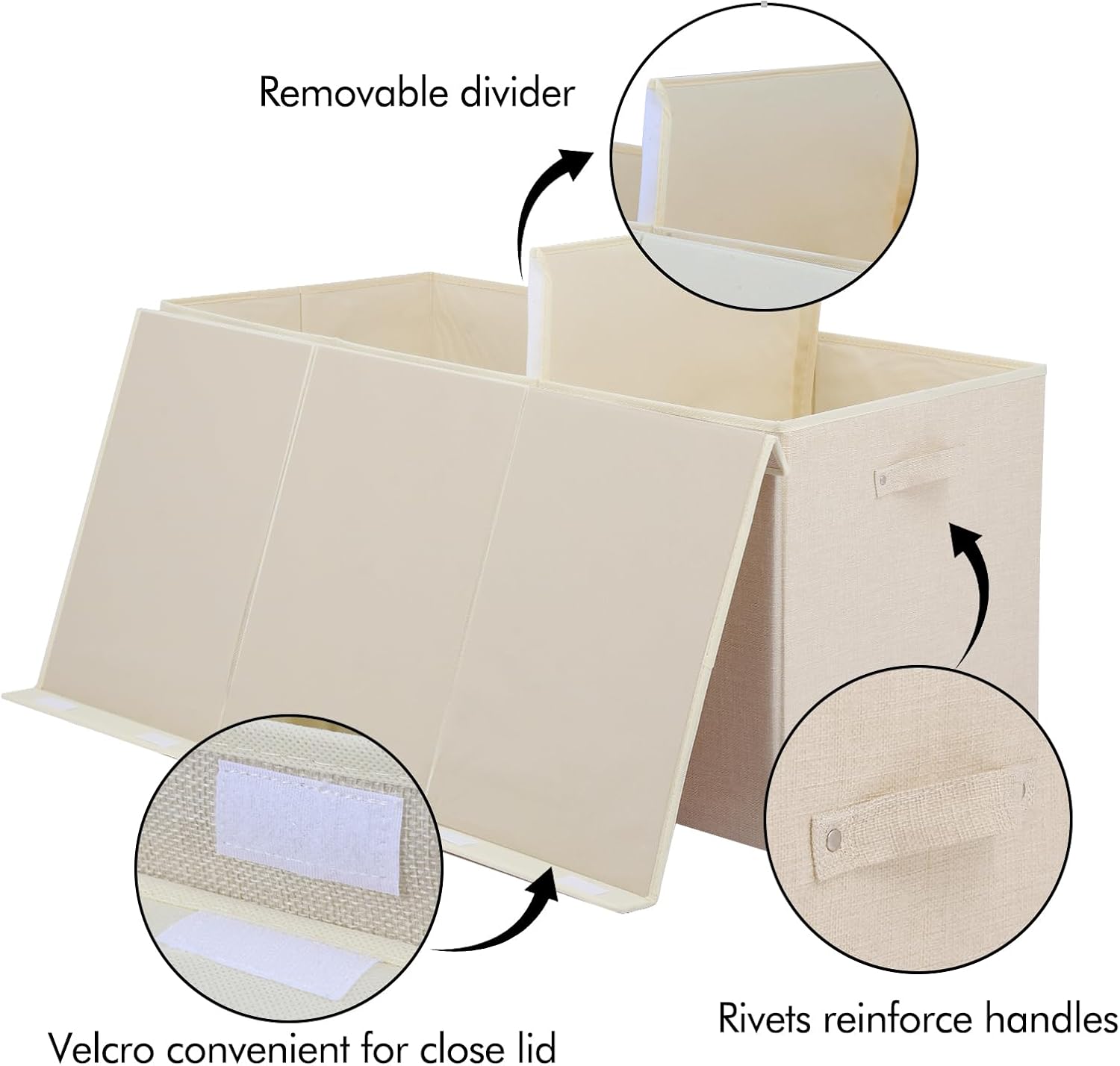 Extra Large Toy Box 167L, Sturdy Toy Storage Chest Organizer Bin Baskets with 2 Removable Divider for Boys, Girls, Kids, Nursery, Bedroom, Playroom, 35.5"x17" x17" (Linen Beige)