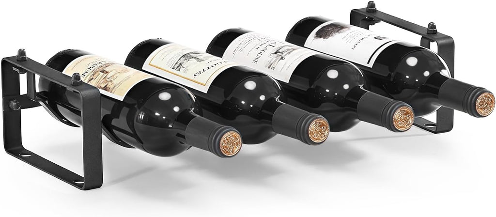 Stackable Wine Rack Countertop, 4 Bottles Wine Bottle Holder for Inside Cabinet, Small Tabletop Wine Holder Stand for Pantry Bar, 1-Tier Angle Adjustable Wine Bottle Rack for Tight Spaces