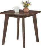 GOFLAME Solid Wood End Table, 17” Square Sofa Side Table with Storage, Thickened Top & Legs, Curved Edges, Retro, Rubber Wood Mid-Century Modern Nightstand for Living Room, Bedroom, Walnut (1)