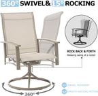 Outdoor Swivel Rocker Dining Chair Set of 2, All Weather Patio Dining Chair with Textilene High Back and Metal Frame, Backyard, Lawn Garden and Deck Porch Patio Furniture Set