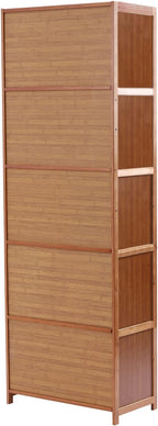 10-Tier Tall Bamboo Shoe Storage Cabinet, 67.72In Removable Freestanding Shoes Storage Cabinet with 5 Doors, 20 Pairs Sneakers Rack Organizer for Entryway Office Living Room, Brown