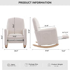 FOXHUNTER Rocking Chair Nursery with Adjustable Footrest and High Backrest, Upholstered Glider Chairs with Side Pockets for Nursery, Rocker Armchair Indoor for Living Room,White