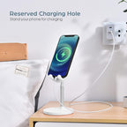 OATSBASF Cute Bunny Phone Stand, Adjustable Cell Phone Holder for Desk, Weighted Base Kawaii Desk Accessories, Aesthetic Room Decor Gift for Women/Girls/Kids, Compatible with All Phones