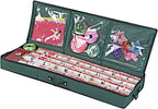 Primode Wrapping Paper Storage Container | Gift Wrap Organizer Under Bed | 41”x14”x6” | Box Holder for 18-24 Rolls Up to 40” | 600D Oxford Material | Pockets for Ribbon, Bows, and Accessories (Green)