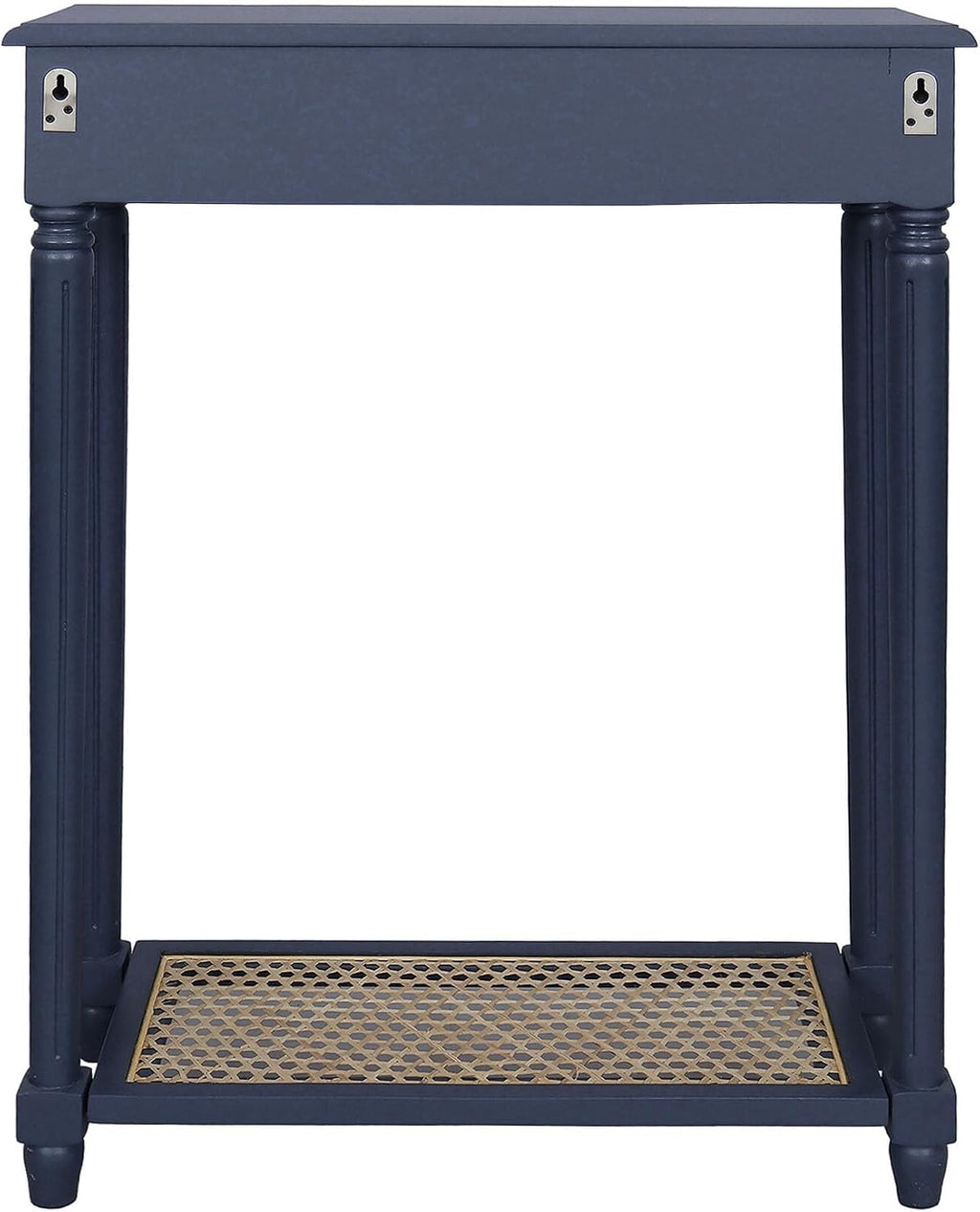 East at Main Lenora Console Table – 23.75” Narrow Entryway Table with Storage & Cane Shelf – Solid Wood Accent for Hallways, Foyers, and Small Spaces – French Country & Traditional Style (Navy)