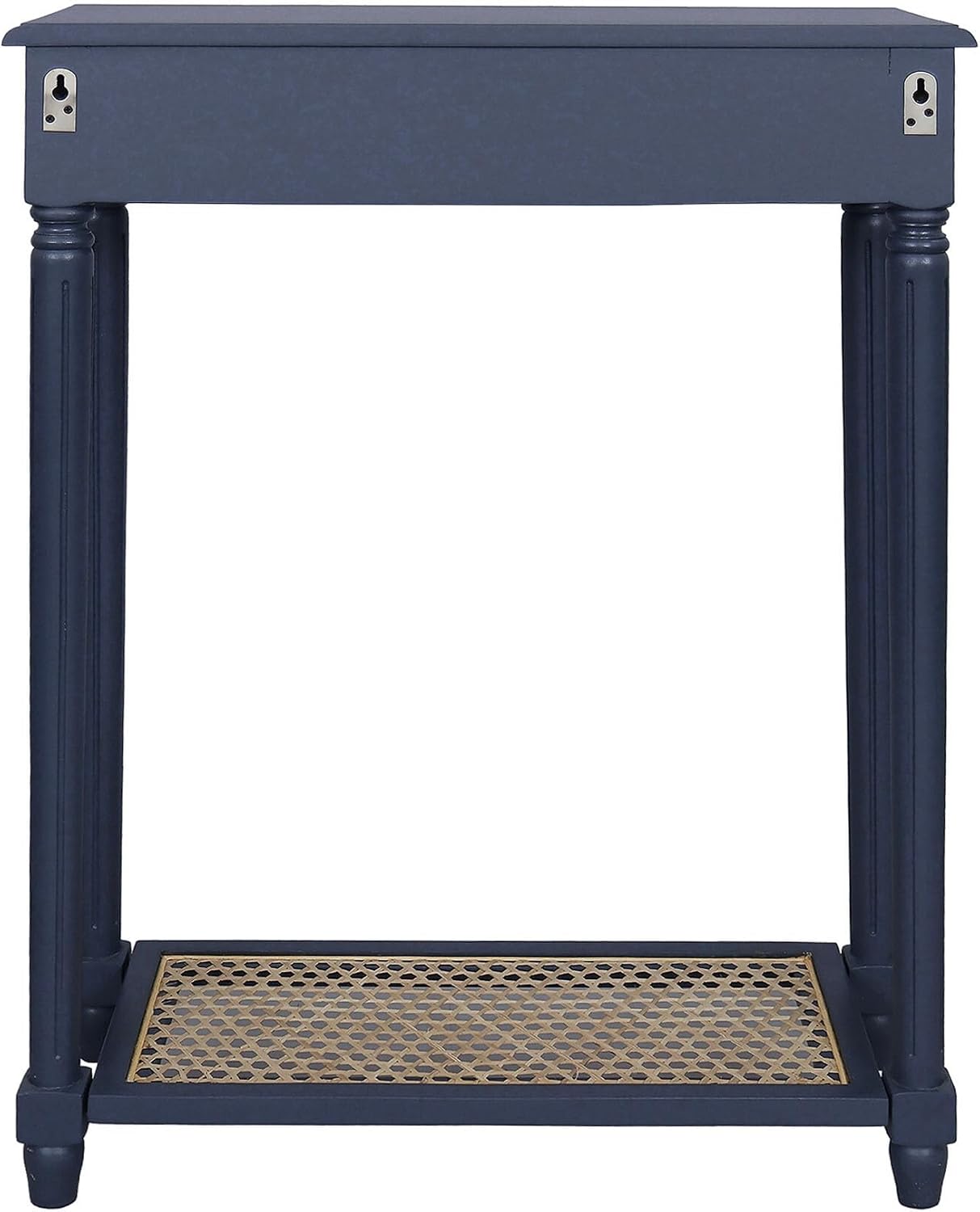 East at Main Lenora Console Table – 23.75” Narrow Entryway Table with Storage & Cane Shelf – Solid Wood Accent for Hallways, Foyers, and Small Spaces – French Country & Traditional Style (Navy)