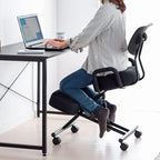 omic Kneeling Chair with Backrest and Armrests, Height and Angle Adjustable Posture Stool for Improved Sitting Position,Cloth Cover Models Black
