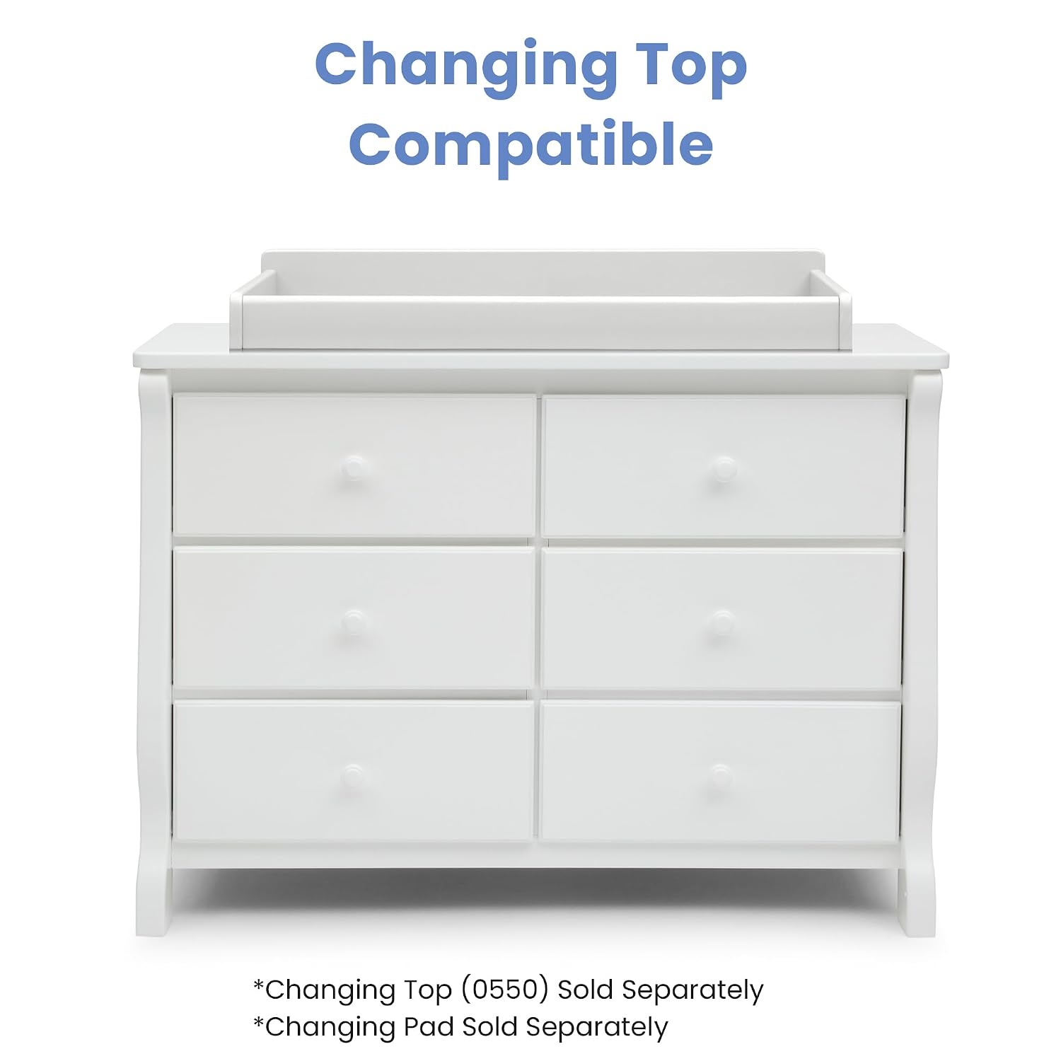 Delta Children Universal 6 Drawer Dresser with Interlocking Drawers - Greenguard Gold Certified, White