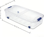 66 Quart Wheeled Latch Box, Wheeled Underbed Storage Bins with Lids, Clear Plastic Organization Containers, Storage Box for Bedroom, Closet, Garage and Everyday Home Storage