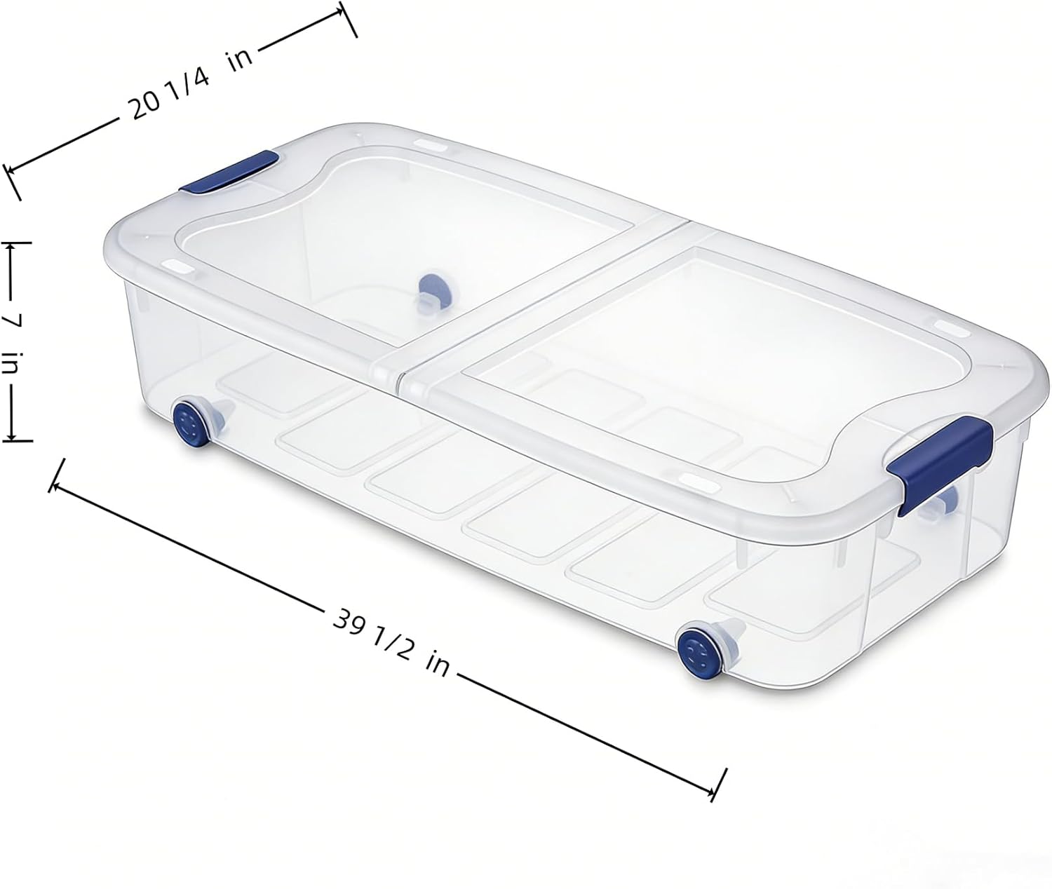 66 Quart Wheeled Latch Box, Wheeled Underbed Storage Bins with Lids, Clear Plastic Organization Containers, Storage Box for Bedroom, Closet, Garage and Everyday Home Storage