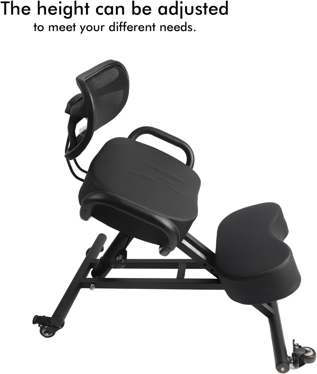 Steel Leather Kneeling Chair with Adjustable Height and Angle, Suitable for Most People, Release Muscle Pressure in Neck and Shoulders