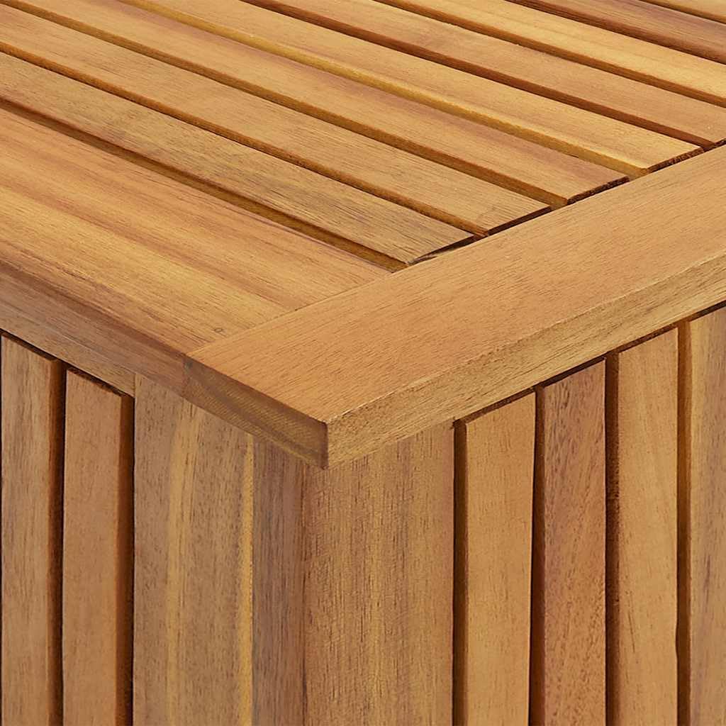 Solid Acacia Wood Patio Storage Box with Waterproof Bag, 23.6x19.7x22.8 Inch Outdoor Bench for Cushions and Garden Tools