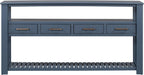 LKTART Console Table for Entryway with 4 Drawers,61.5'' Long Sofa Table with 3-Tier Open Shelves,Entry Table for Hallway,Foyer,Living Room,Navy Blue