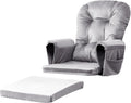 5PCS Glider Rocker Replacement Cushions Set with Ottoman Cushion | Glider Rocking Chair Pads with Side Storage Pockets, Velvet Fabric, Washable & Non Slip, for Indoor Nursery, Grey
