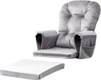 5PCS Glider Rocker Replacement Cushions Set with Ottoman Cushion | Glider Rocking Chair Pads with Side Storage Pockets, Velvet Fabric, Washable & Non Slip, for Indoor Nursery, Grey