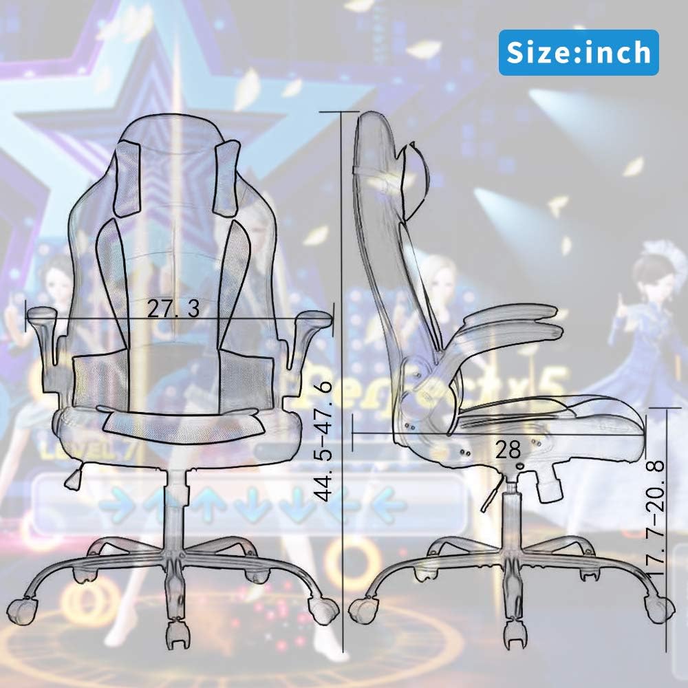 Ergonomic Gaming Office Chair - High Back Executive Computer Chair with Lumbar Support & Flip-Up Arms, PU Leather Adjustable Swivel Chair for Women/Men, Height Adjustable Massage Desk Chair (Camo)