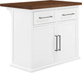 Crosley Furniture Bartlett Kitchen Island with Wood Top, White/Walnut