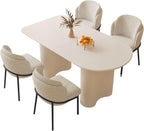 Modern Dining Table Set for 4, 55.11" L Oval Kitchen Table with 4 Dining Chairs for Dining Room, Kitchen, 5 Pieces Dining Set, White