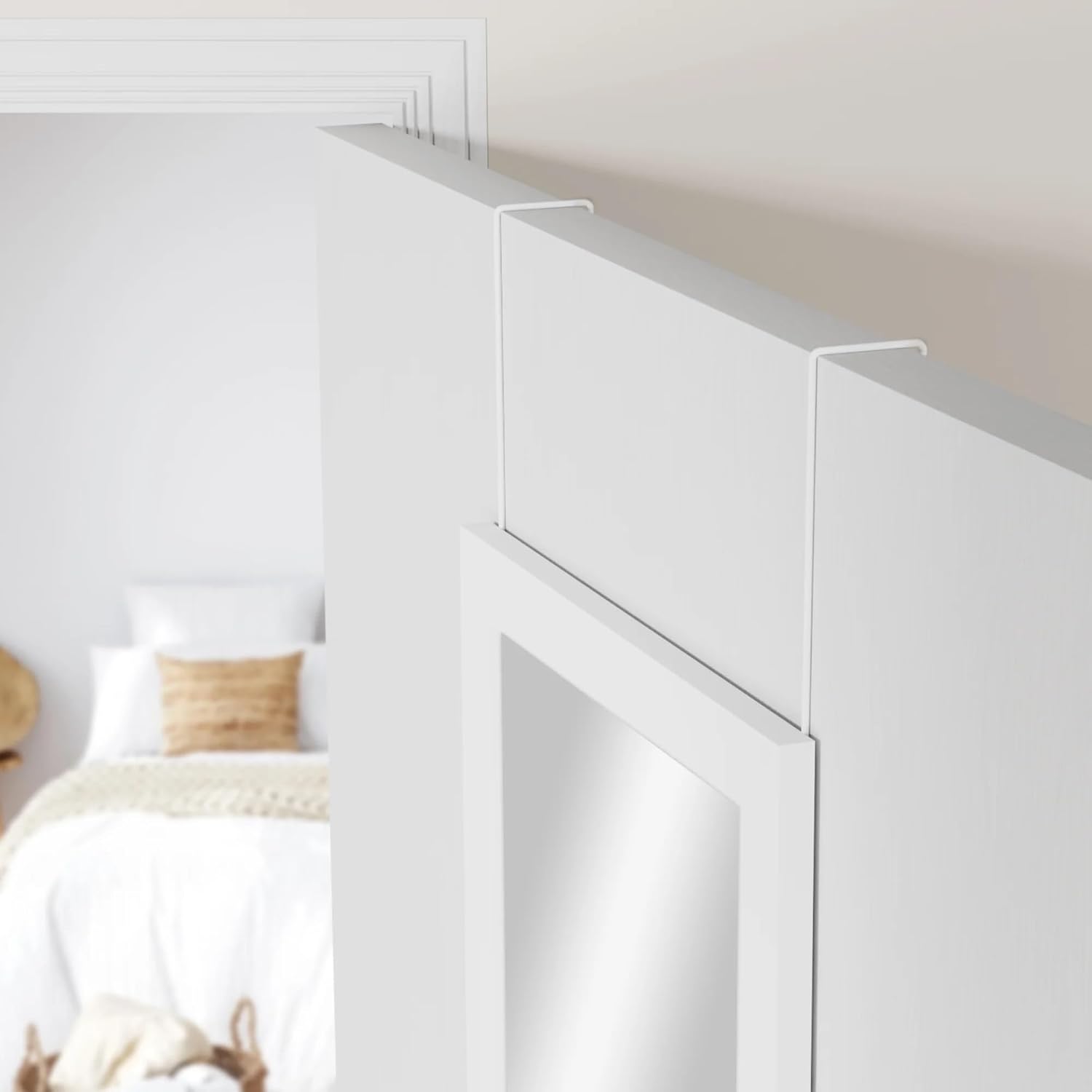 50"x14" Door Mirror, Full Length Wall Mounted, Over The Door Mirror, Full Body, Hanging Rectangle-White