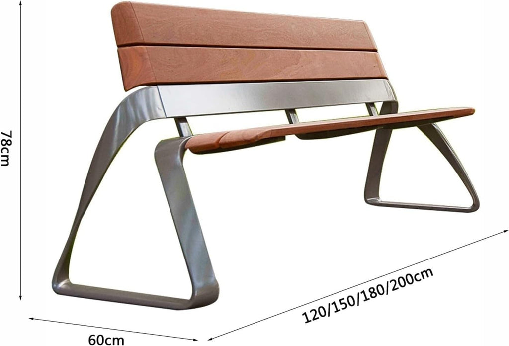 Patio Benches for Outdoors Modern Outdoor Benches, Patio Park with Backrests, Sturdy Stainless Steel, Leisure Chairs for Porch Poolside Lawn Garden Benches for Outdoors