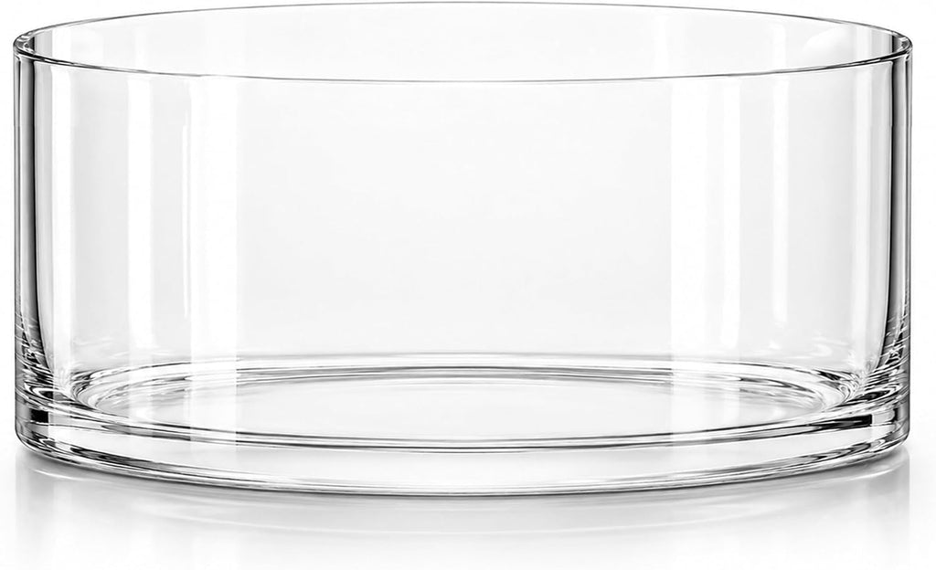 Royal Imports Flower Glass Vase Decorative Centerpiece for Home or Wedding - Cylinder Shape, 4" Tall, 8" Opening, Clear