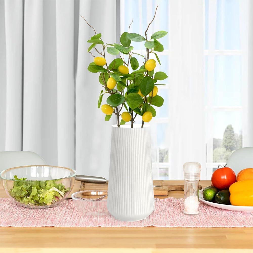 Artificial Lemons Branches 3pcs 27.5inch Lemon Stems for Vases Realistic Fruit Bouquet Faux Lemon Tree Branch Fake Lemons for Kitchen Home Wedding Party Spring Summer Decorations DIY Floral Crafts