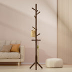 Solid Wood Coat Rack, Freestanding Tree-Shaped Coat Rack with 11 Hooks, Main Pole 1.6" dia,for Clothes, Hat Stand Used in Bedroom/Office/Entryway (3-Leg Base, Dark Walnut)