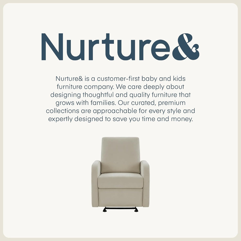 Nurture& The Porto Power Glider Recliner for Nursery | Modern Glider Chair with Power Recline | Built - in USB Charging Port | Space-Saving Design for Small Nurseries and Shared Spaces, Ivory