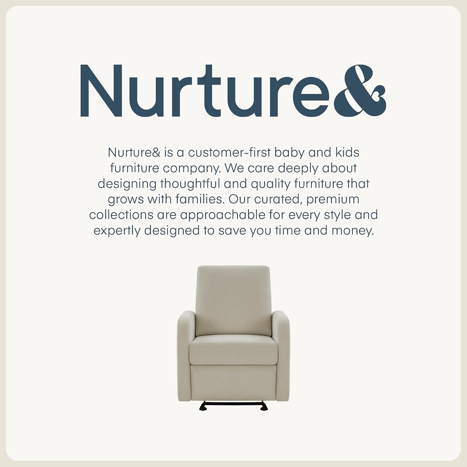 Nurture& The Porto Power Glider Recliner for Nursery | Modern Glider Chair with Power Recline | Built - in USB Charging Port | Space-Saving Design for Small Nurseries and Shared Spaces, Ivory